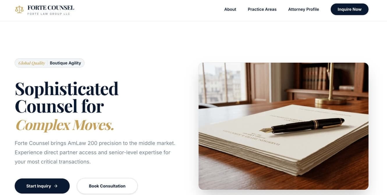 Premium legal portal landing page preview